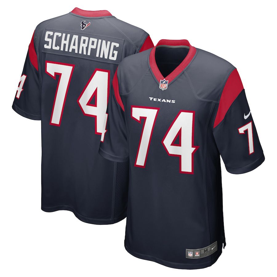 Men Houston Texans 74 Max Scharping Nike Navy Game NFL Jersey